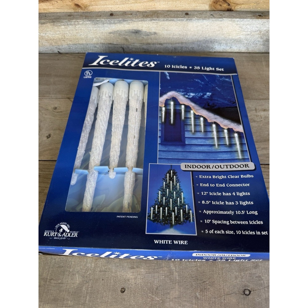 1999 Vintage Kurt S Adler "ICELITES" 10‎ Icicle Light Indoor/Outdoor Set